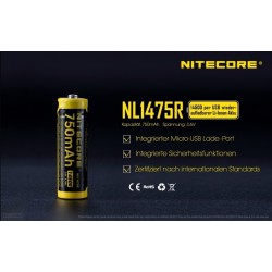 NiteCore 14500 Akku USB 750mAh NL1475r