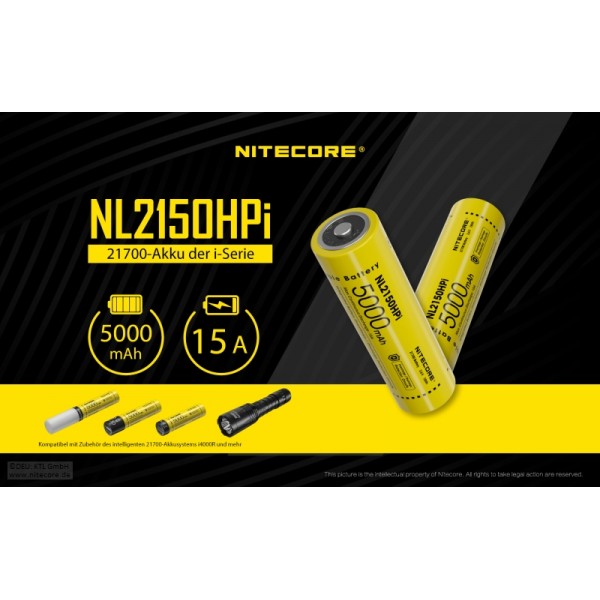 NiteCore® Li-Ion Akku NL2150i 5000mAh für Nitecore P20i und P20ix